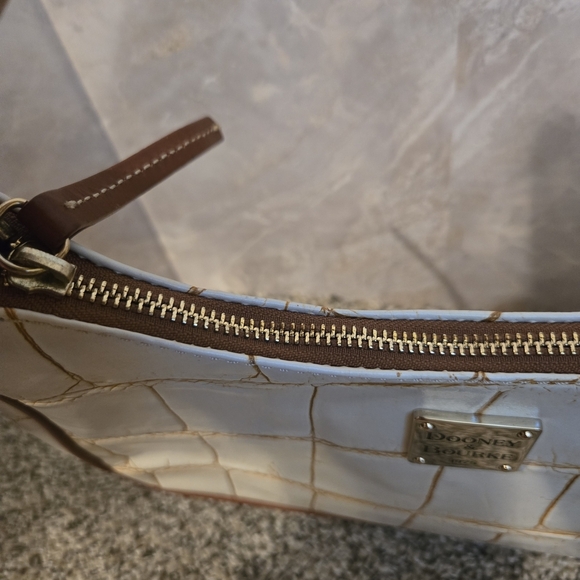 Dooney & Bourke White and Brown Croc-Embossed Women's Bag - Picture 9 of 15